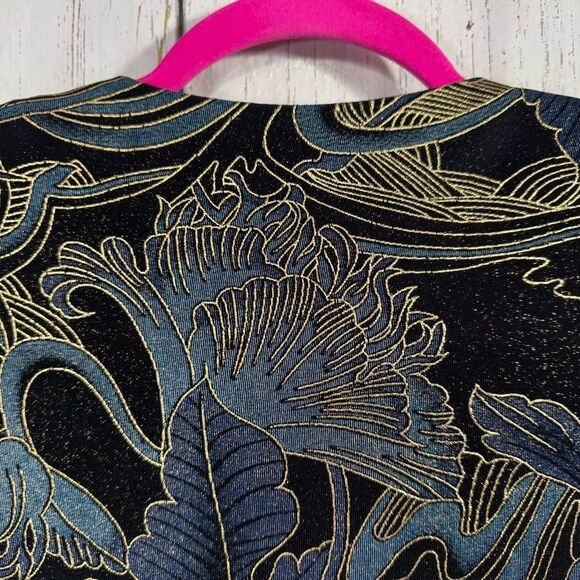 Alex Evenings Womens Metallic Floral Jacket L Elegant Evening Glam Holiday - Picture 9 of 13